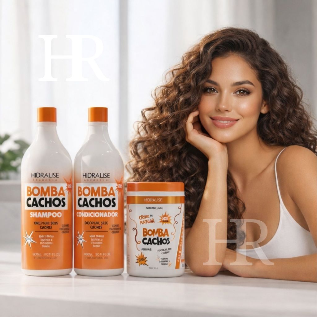 Detalhes do Kit Bomba Cachos Cabelos Cacheados Crespos e Ondulados