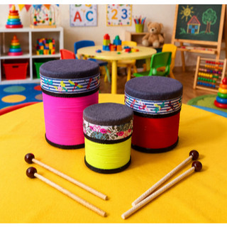 Jogo Tambor Colorido 3 Baqueta Musicalização Infantil Musicoterapia Som Percussao Contacao Historia