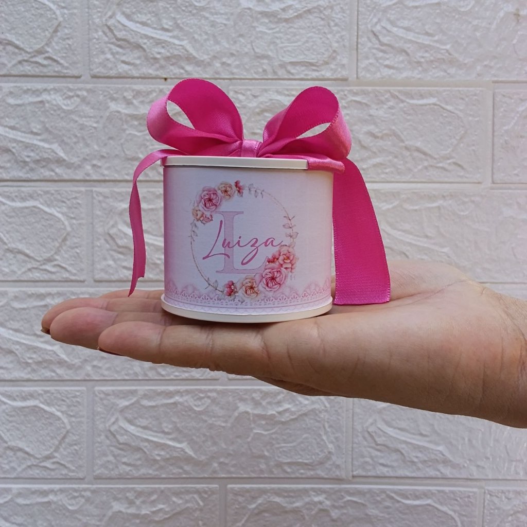 kit Tubolata Flores Rosa Personalizada Lembrancinhas /chá de bebê/ revelação/ batizado/ maternidade/ aniversário 5x6