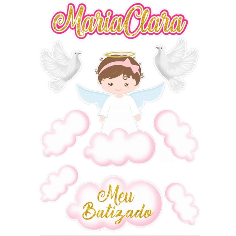 TOPO DE BOLO PERSONALIZADO MEU BATIZADO / PRIMEIRA COMUNHÃO MENINO OU MENINA