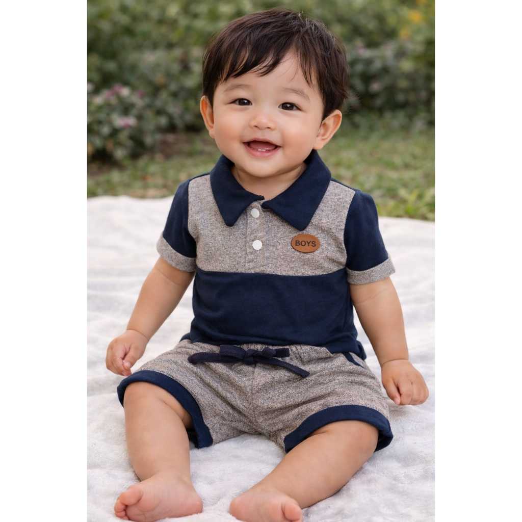 Conjunto Bebê Mauricinho Menino Camisa Gola Polo e Shorts
