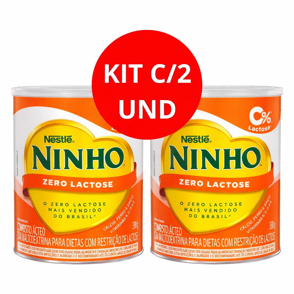 Kit com 02 Latas Ninho Zero Lactose 380g