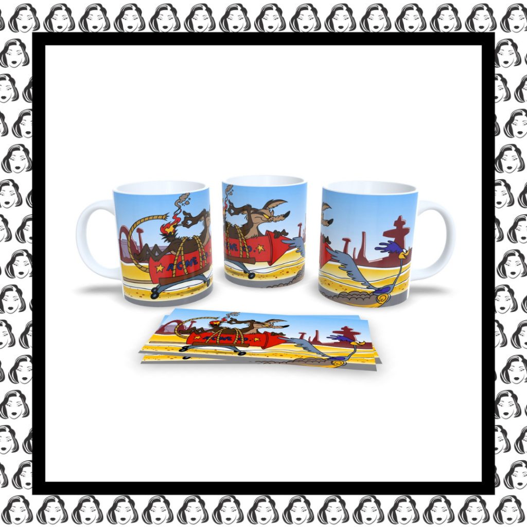Caneca cerâmica branca - Coleção Looney Tunes - Coiote e Papa Léguas #1