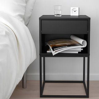 Mesa de Cabeceira Sofia Base de Aço Industrial 1 Gaveta c/ Corrediça Telescópica e Nicho - LH Móveis em Oferta na Shopee