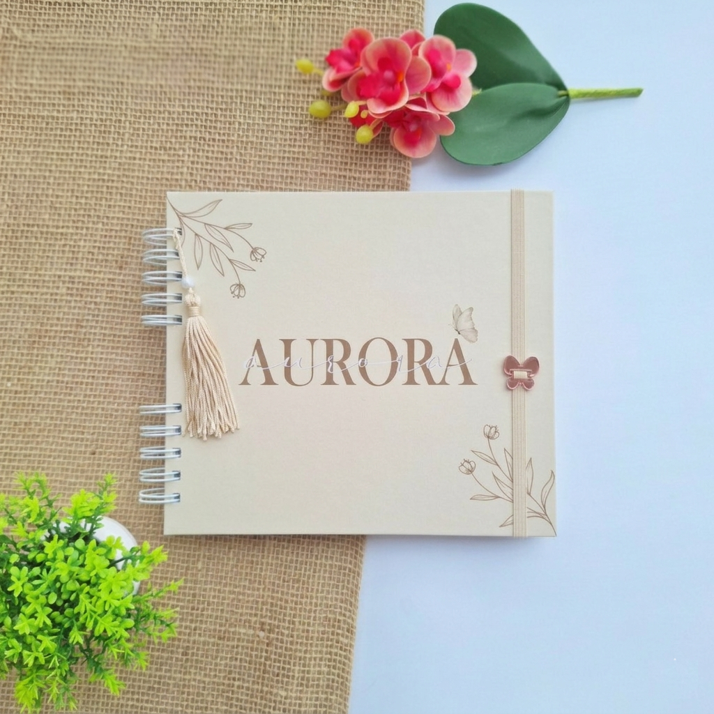 Livro do bebe Menina Floral bege Luxo