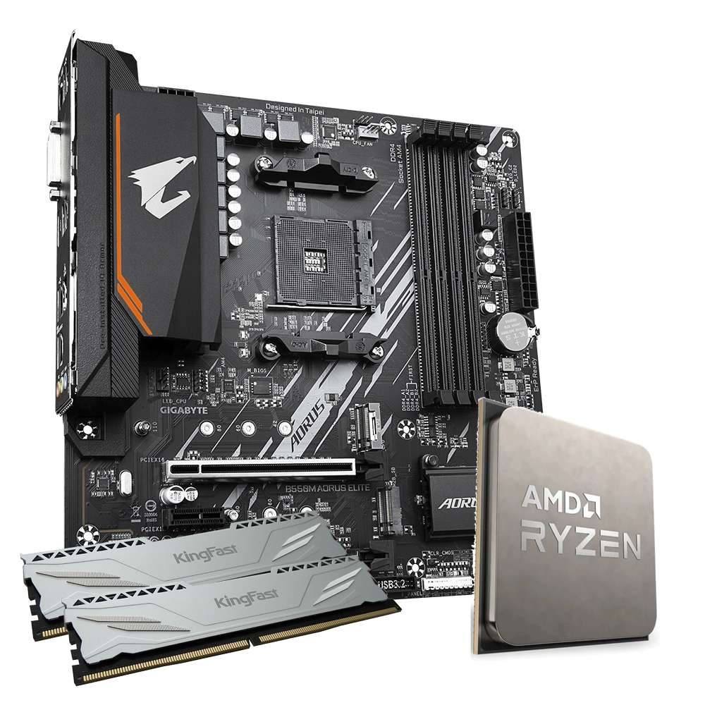 Kit Upgrade Gamer Placa Mãe Gigabyte Aorus Elite Am4 B550m, Processador Ryzen 7 5700x3d, Memória Ram 16gb Ddr4 3200MHz