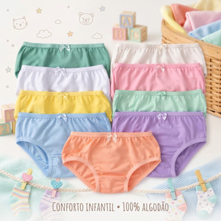 Calcinha Infantil 100% Algodão 1 a 6 Anos