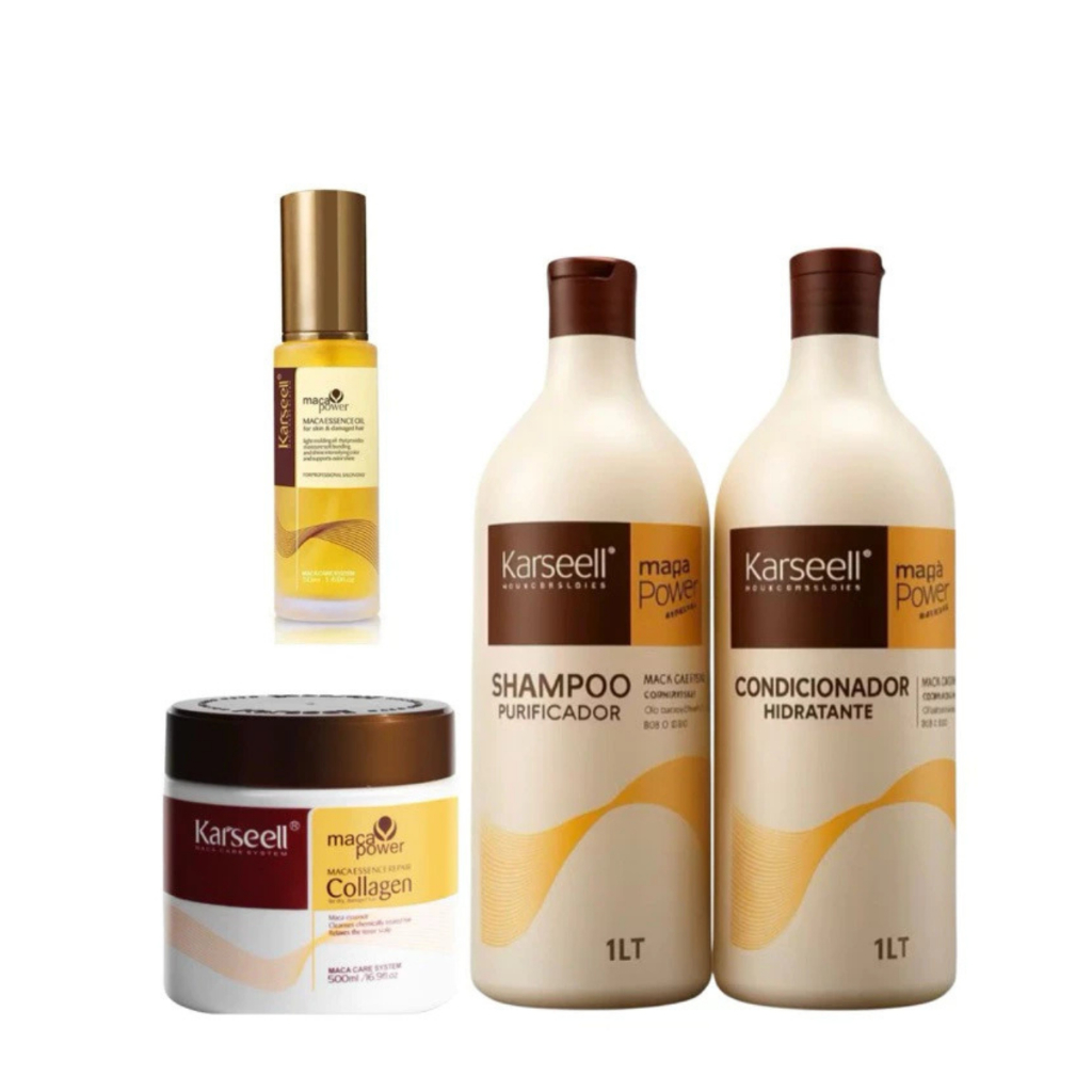 Kit Completo Maca Power karseell  Máscara 500 g + condicionador 1L + Shampoo 1L + Óleo P 50ml