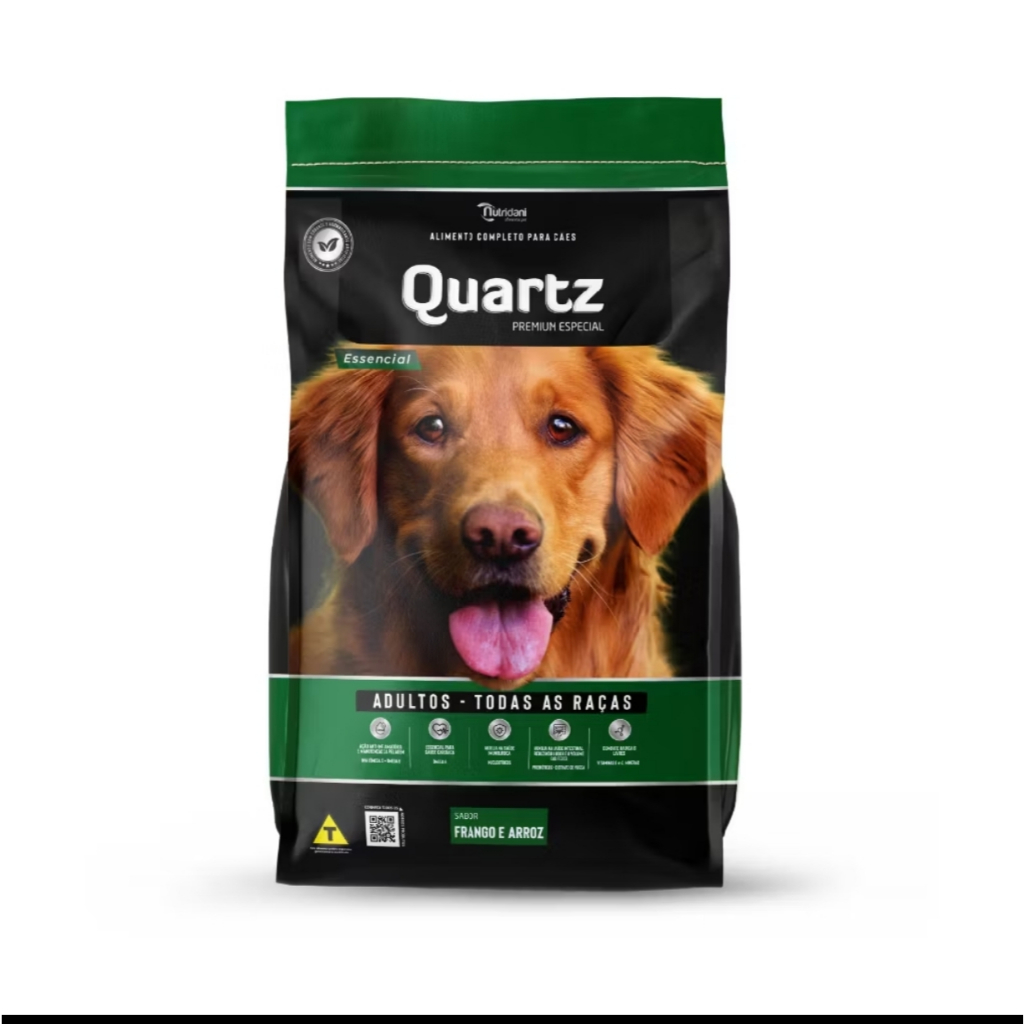Quartz Ração Premium Cães Adultos Essencial Frango e Arroz 15kg
