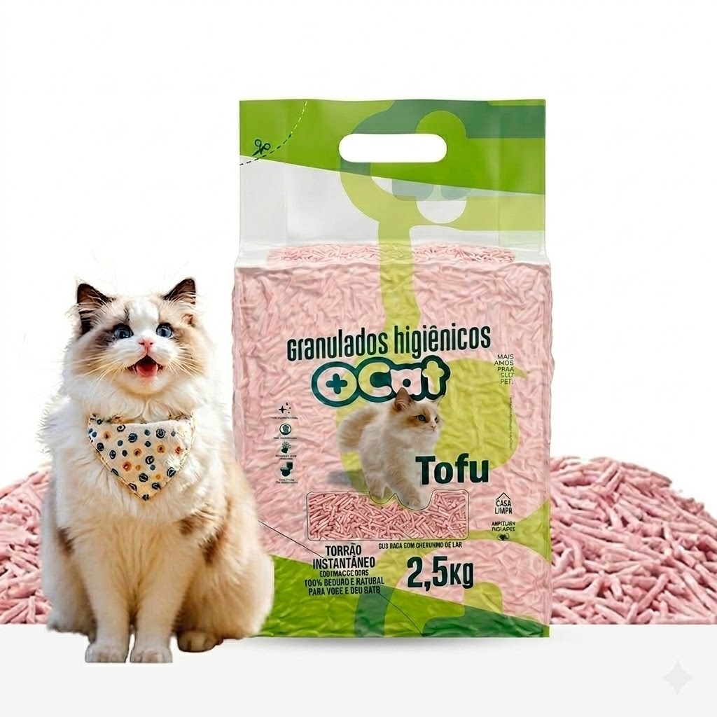 Granulado Tofu Biodegradável 2,5kg +Cat Areia Higiênica Premium para Gatos