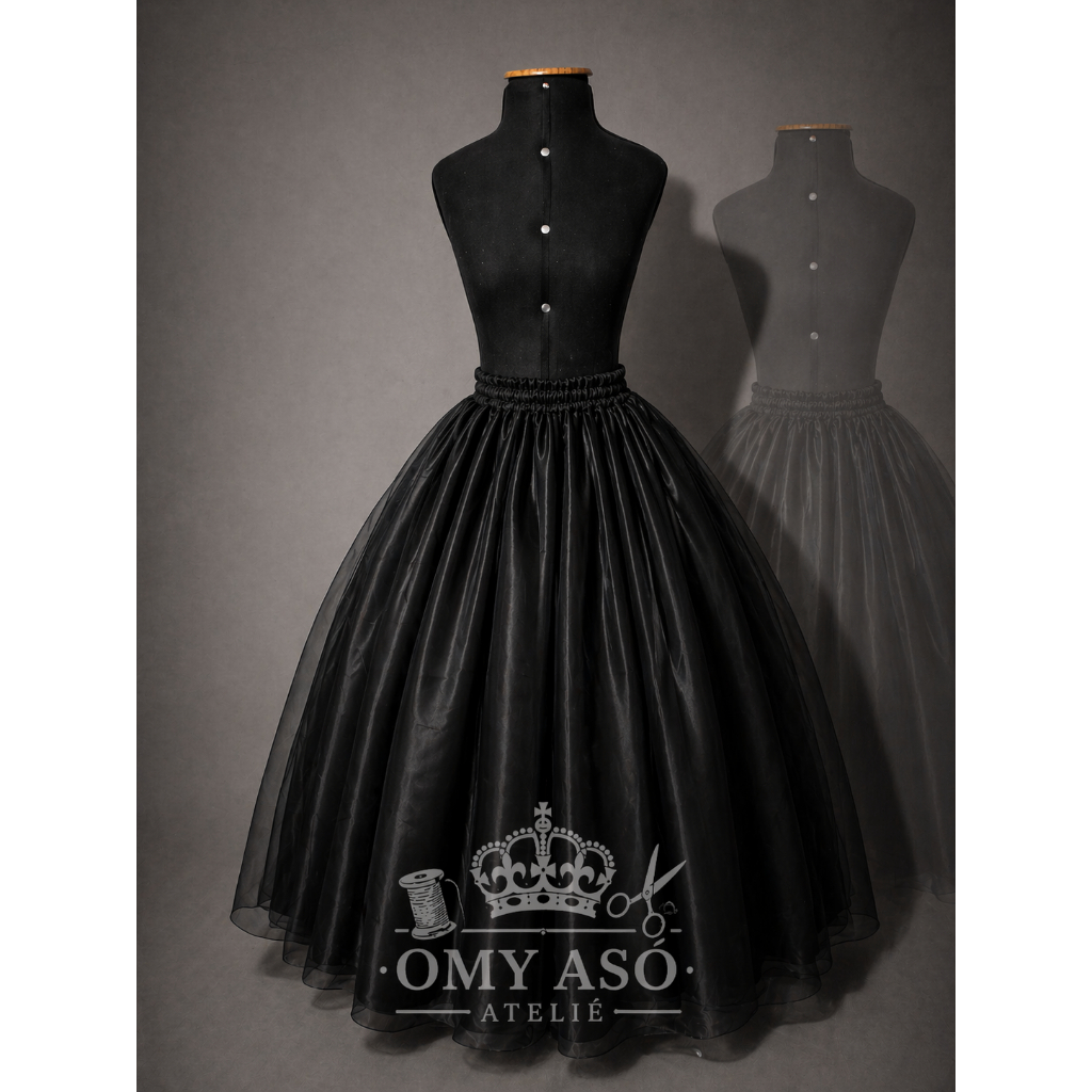 Saia Cetim com Voal/tule glitter preto-umbanda-pombagira-cigana — imagem 2 de 2