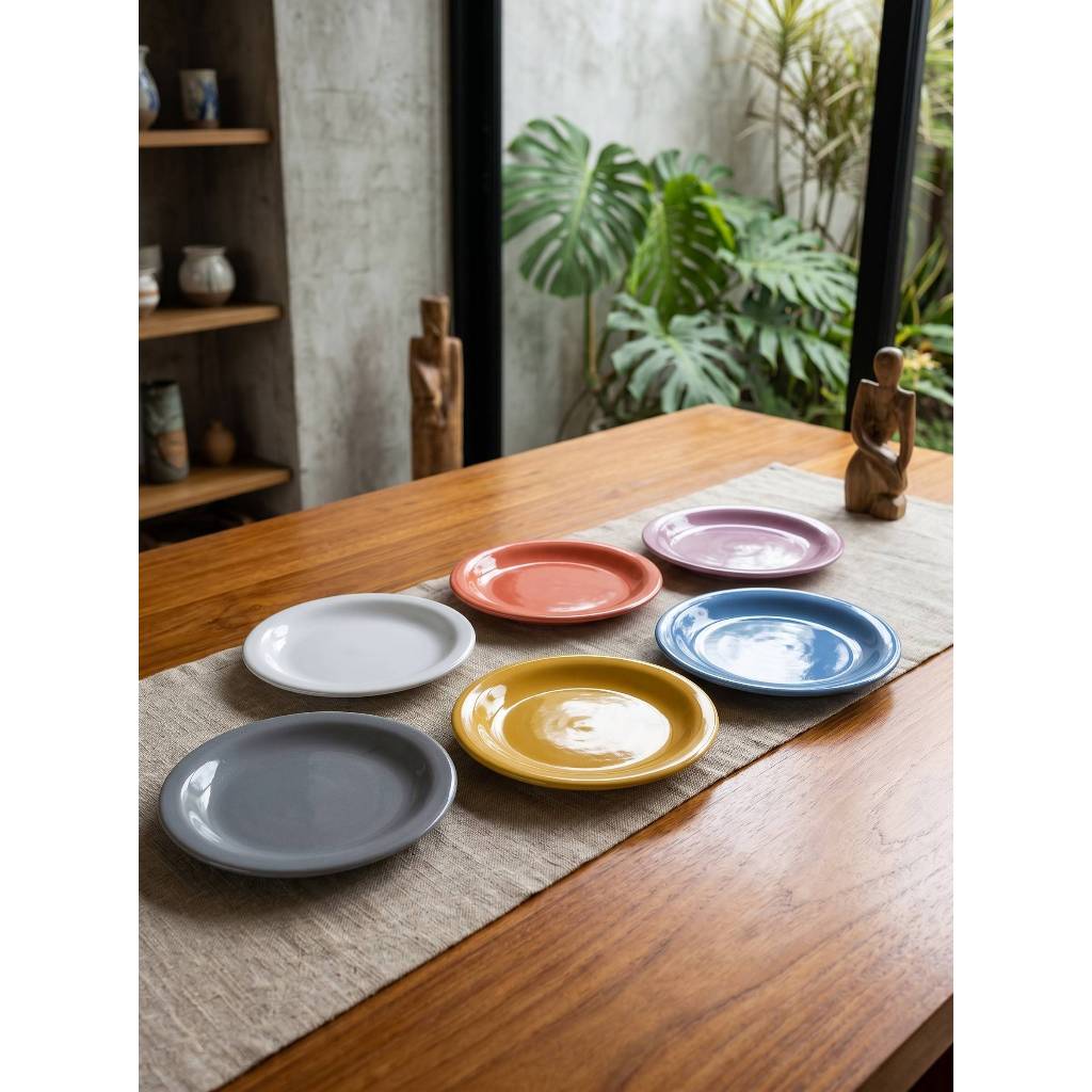 Kit 4 Pratos de Sobremesa Lanche Cerâmica Premium 19cm Mesa Posta Café da Manhã Moderno Resistente Cozinha Qualidade