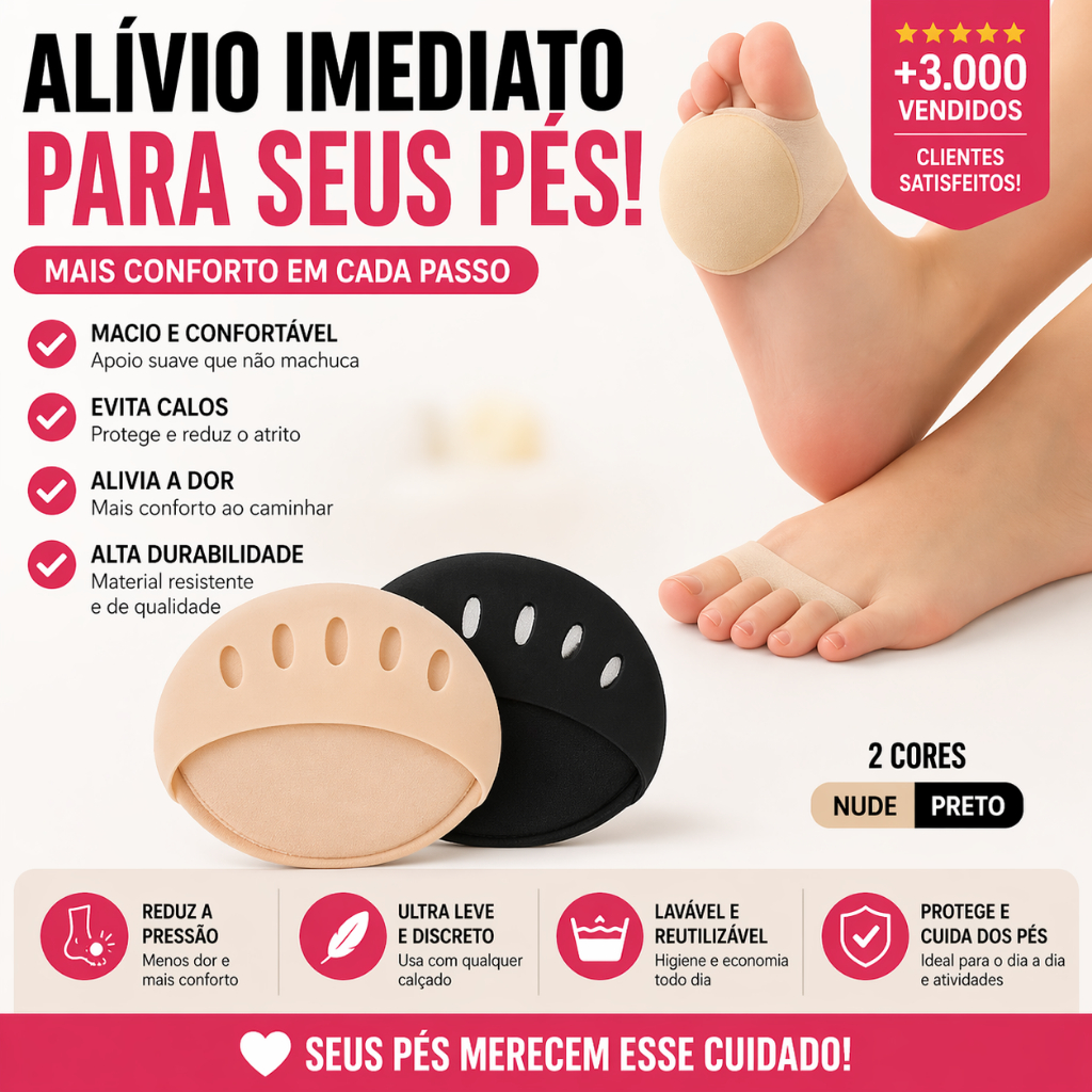 Kit Pares Protetor Almofada Para Antepé Salto Alto Dança Metatarso Ergonômico Conforto Dos Pés