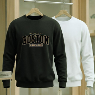 Kit moletom masculino feminino capote blusa de frio casaco blusão tendencia promoção preto branco liso gola estampado