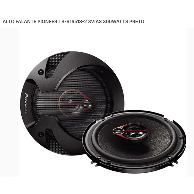 Alto-falante coaxial Pioneer TS-R1651S para Som Automotivo cor preto de 4Ω 6.5"