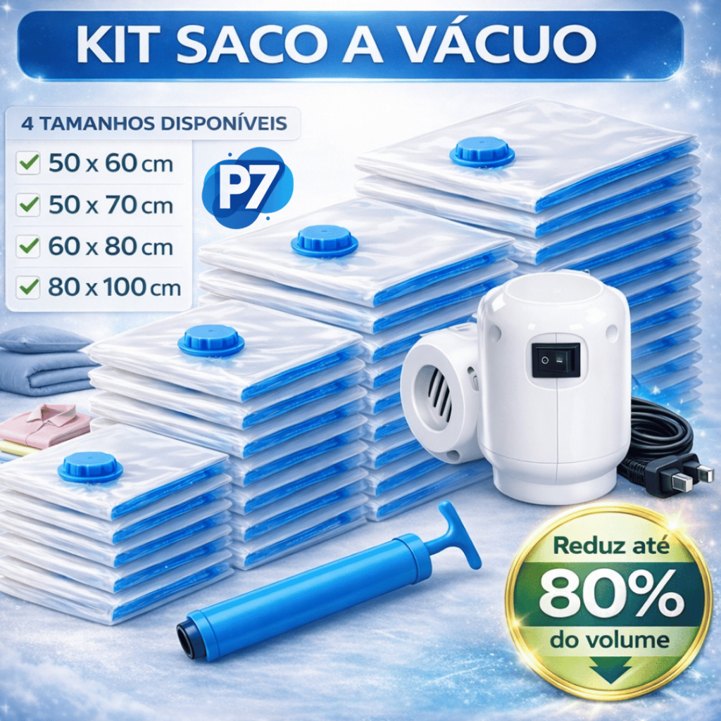 Saco a Vacuo para Roupas Viagem Organizador Edredom Varias Medidas Escolha Bomba Manual / Elétrica
