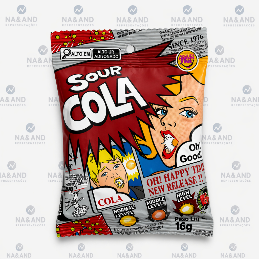 Bala Azeda ácida Sour Cola Happy Time 16g