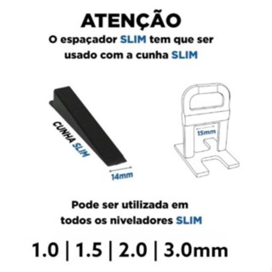 Kit 1000 Nivelador Espaçador 2 mm +120 Cunhas Slim para revestimentos e pisos porcelanato — imagem 2 de 2