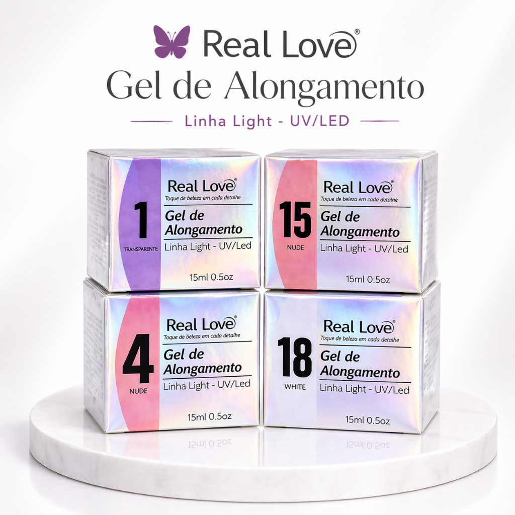 Gel Construtor Real Love Para Alongamento de Unhas Fibra Molde F1 UV LED 15ml