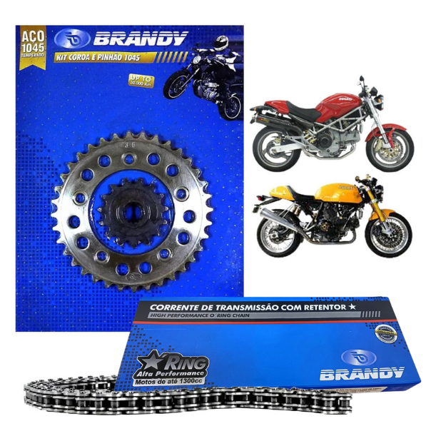 Kit Relação Completo 525x100L Para Moto Ducati 1000 Sport S 2007 até 2010 - Brandy