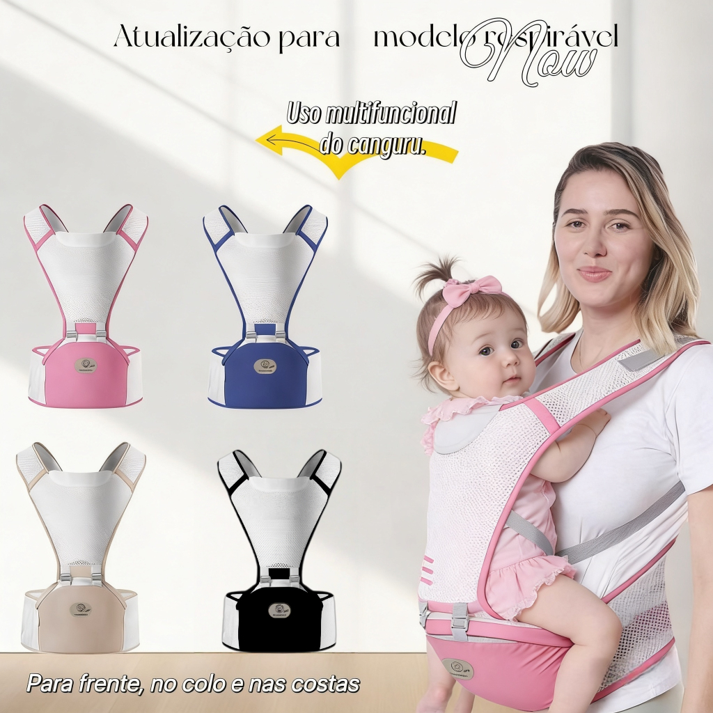 Canguru Para Bebê 0-3 Anos Ergonômico 3 Em 1 Estilo Canguru Frontal Infantil Hipseat