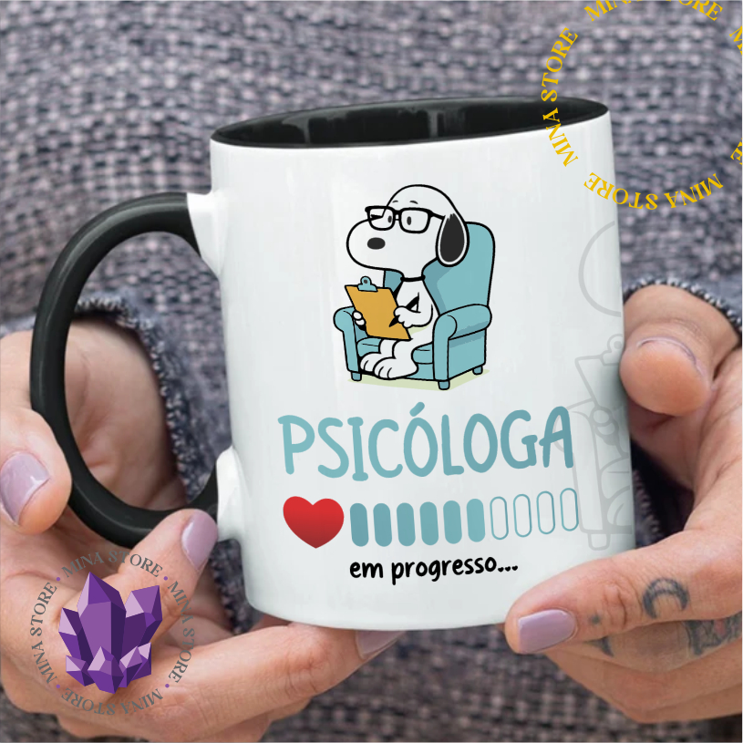 Caneca Psicóloga Linha Snoopy Profissões Psicologia Estudante