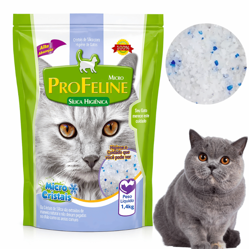 Areia Higiênica Sílica ProFeline Micro Cristais 1,4kg Gatos