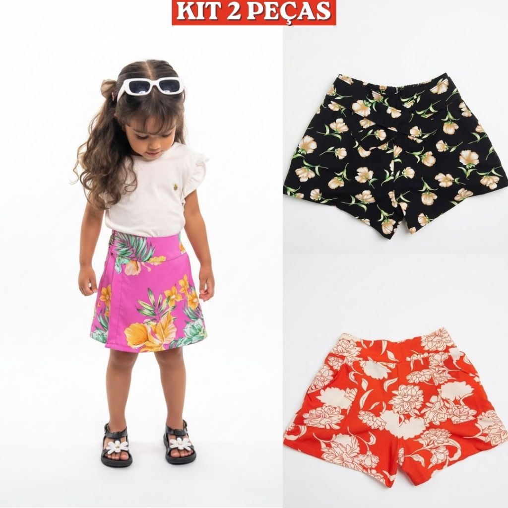 Kit de 2 Roupa Infantil Menina Conjunto Verão Criança Feminino Tamanho 6,8,10,12 anos