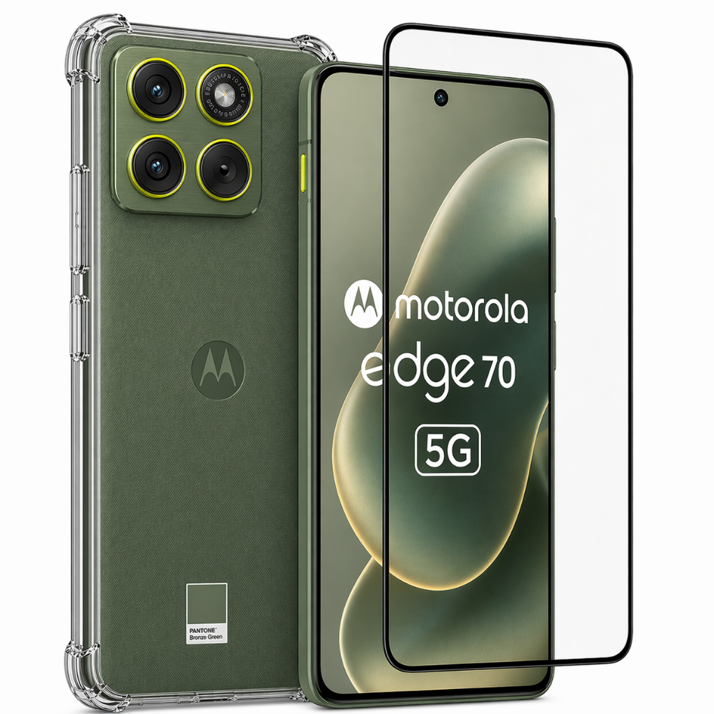 Kit 2 em 1 - Motorola Edge 70 5G - Capa Transparente + Película de Vidro 3D