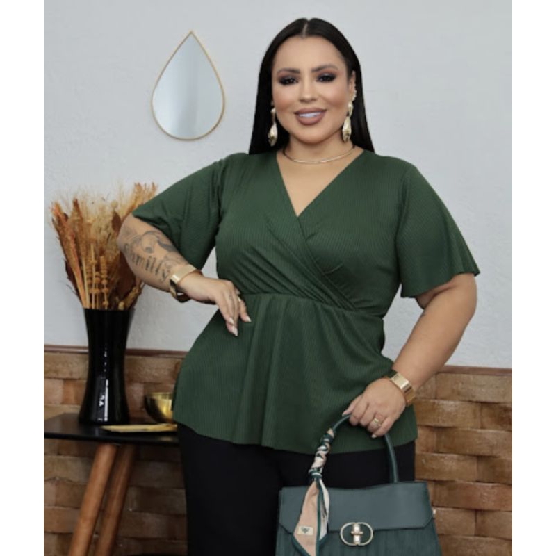 Blusa Bata Feminina Plus Size Senhora Manga curta Comprida Moda Casual