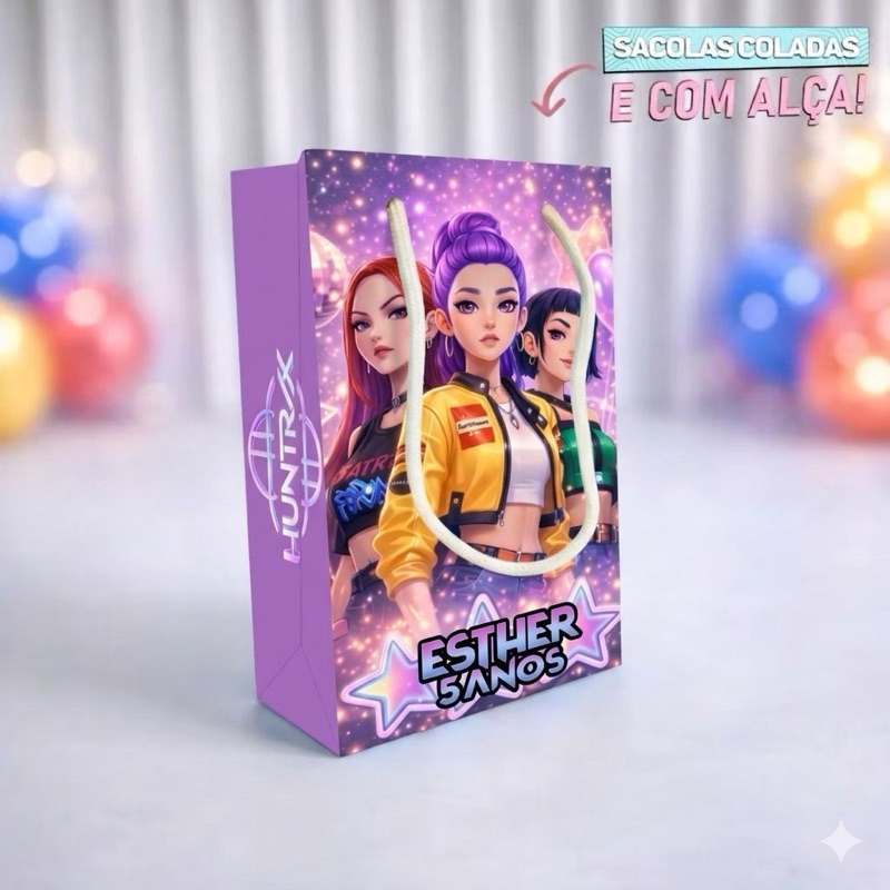 Sacolinha P & M Guerreira do k-pop  Personalizados /Lembrancinha de Festa /Aniversário