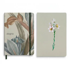 Kit Bíblia Sagrada Lírios Verde | NVI | Capa Dura + Caderno Moleskine | Com Pauta | Capa Alegria