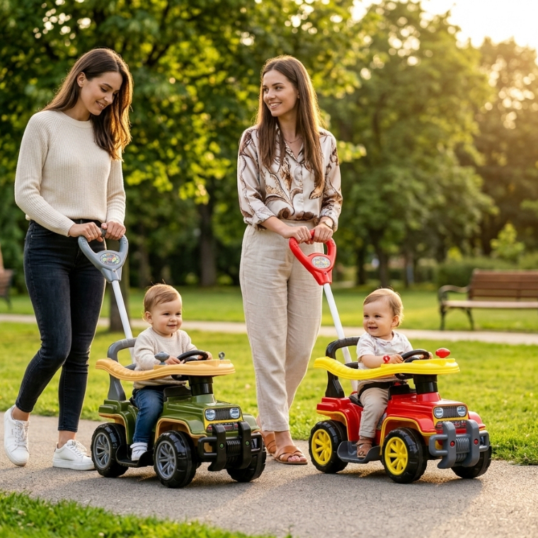 👶 Jip Jip Carrinho Infantil Empurrador c/ Haste Som Buzina Proteção Até 30kg Seguro e Divertido