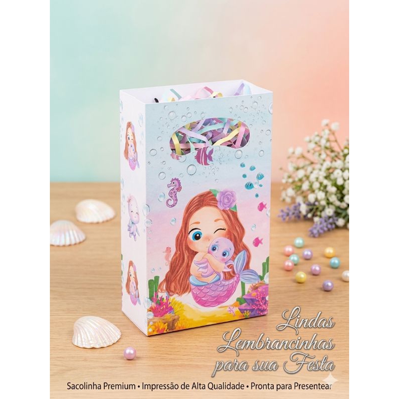 Sacolinhas sereia lilás  - sacolinhas surpresa  - sacolinhas personalizadas - kits festas infantil