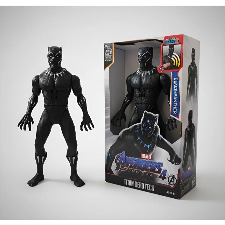 Boneco Pantera Negra Grande 30 Cm Com Luz E Som Vingadores