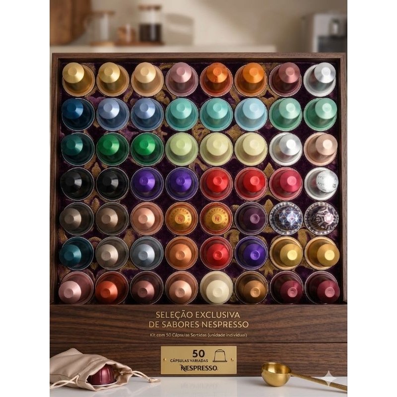 Kit Degustação com 50 unidades individuais de Cápsulas sortidas Nespresso - Melhor custo benefício!