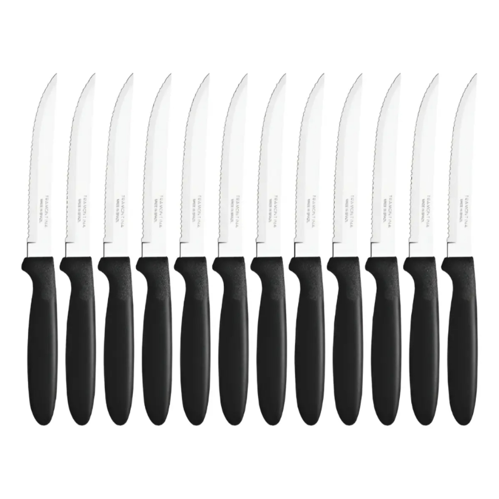 Kit Faca Churrasco Tramontina Ipanema Cabo Preto Original Inox