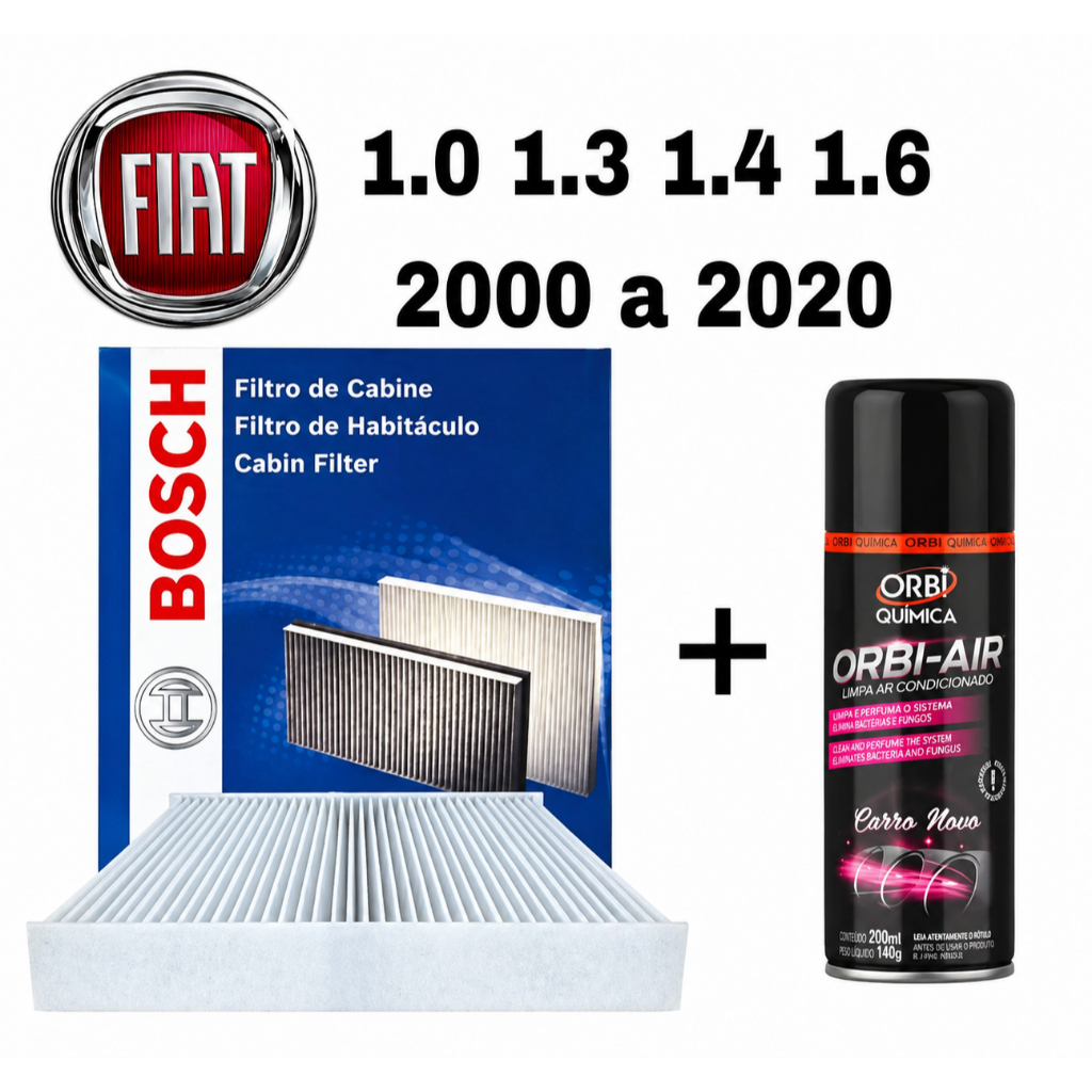 Filtro Ar Condicionado + Higienizador Palio Strada Siena Idea Palio Wekeend Fiat Fire 2000 A 2020