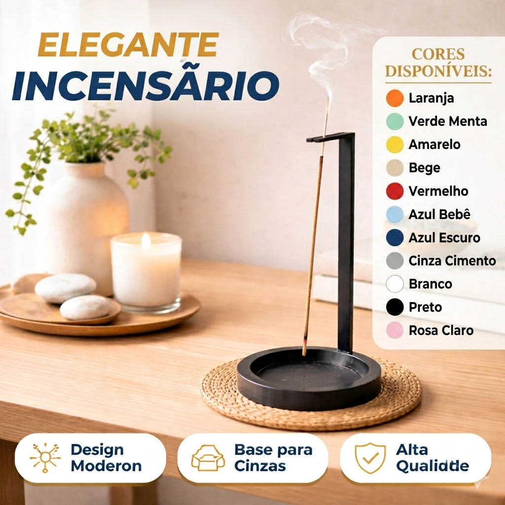 Imagem Porta Incenso Incensário Invertido Preto Suporte Para Incenso Vareta Moderno Meditação