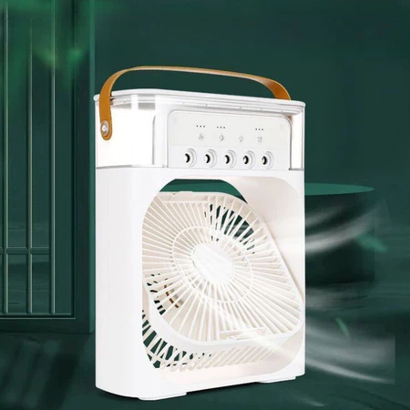 Ventilador umidificador portátil mini com ar condicionado, com luz LED, entrada USB, capacidade de 600 ml