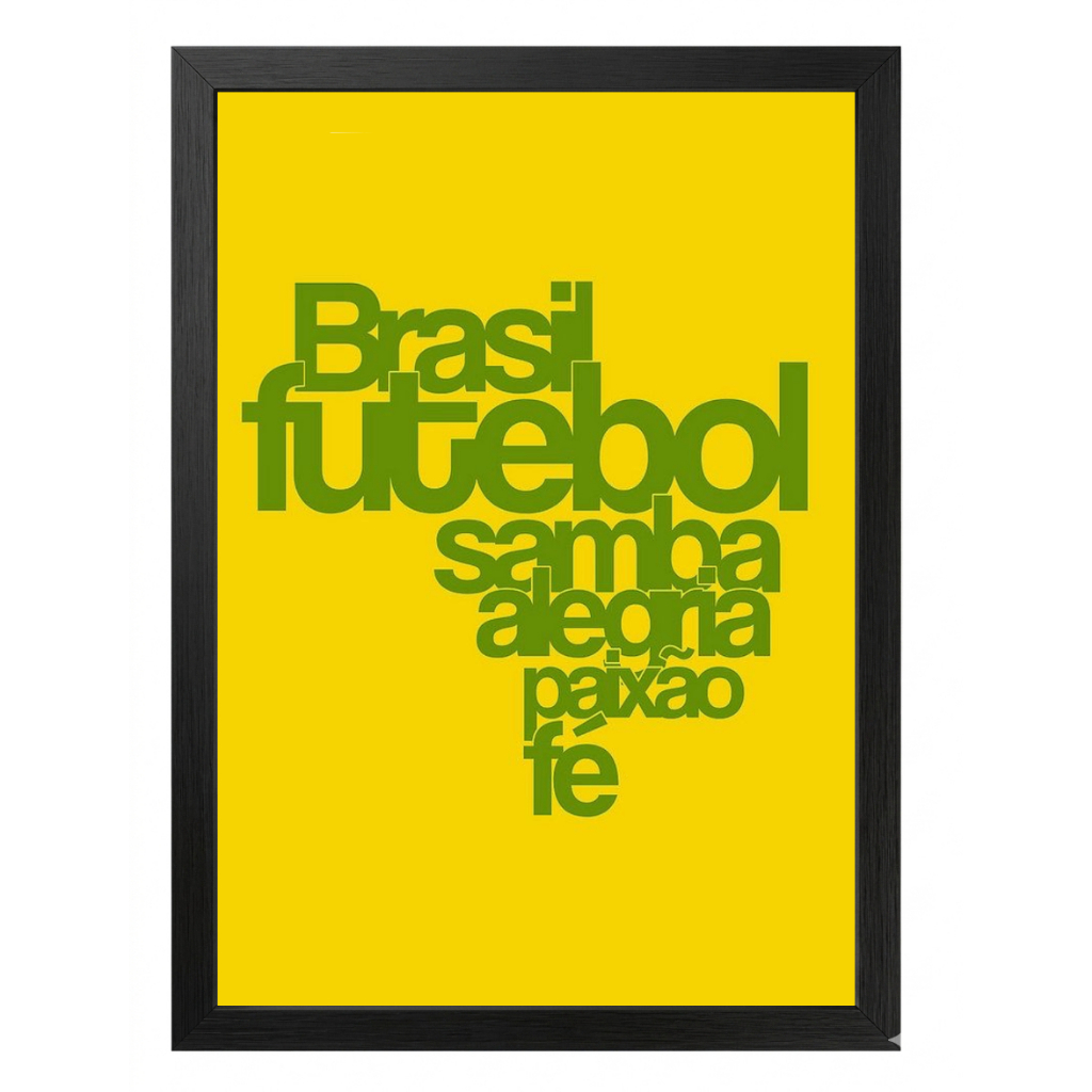 Futebol Brasilidades Quadro Decorativo Frase Tetra Seleção Brasileira Heexa Arte Retrô Vintage Copa Do Mundo Com Moldura