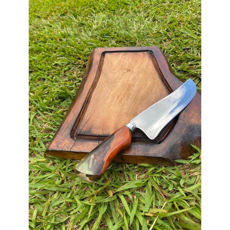 kit churrasco -tábua corte mais faca artesanal