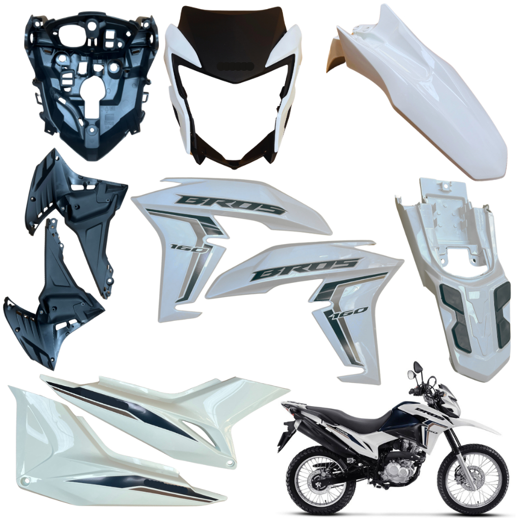 Kit Carenagem Nxr Bros 160 2022 2024 Asa Tanque Máscara Frontal Paralama Tampa Lateral Rabeta