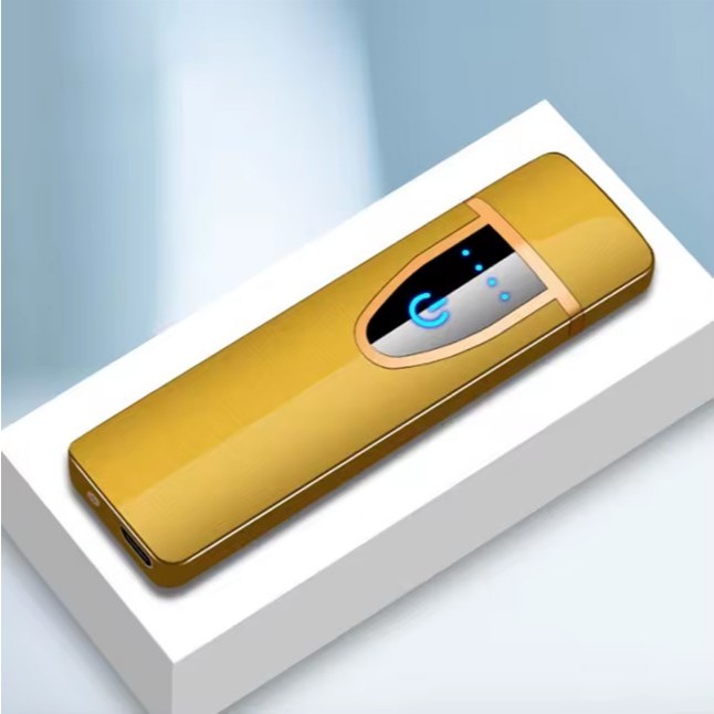 Isqueiro Elétrico Recarregável USB Touch Sem Chama à Prova de Vento - Dourado