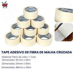 Kit 10 Fitas Crepe 50m Pintura Multiuso 18/24/48mm Sem Resíduos