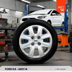 Kit 4 Calota Aro 14 Ford Ka Hatch Sedan 2015 2018 Fiesta Courier