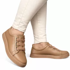 Tênis Feminino em Couro Confortável Casual Ajuste com Elástico Comfortflex 2565308