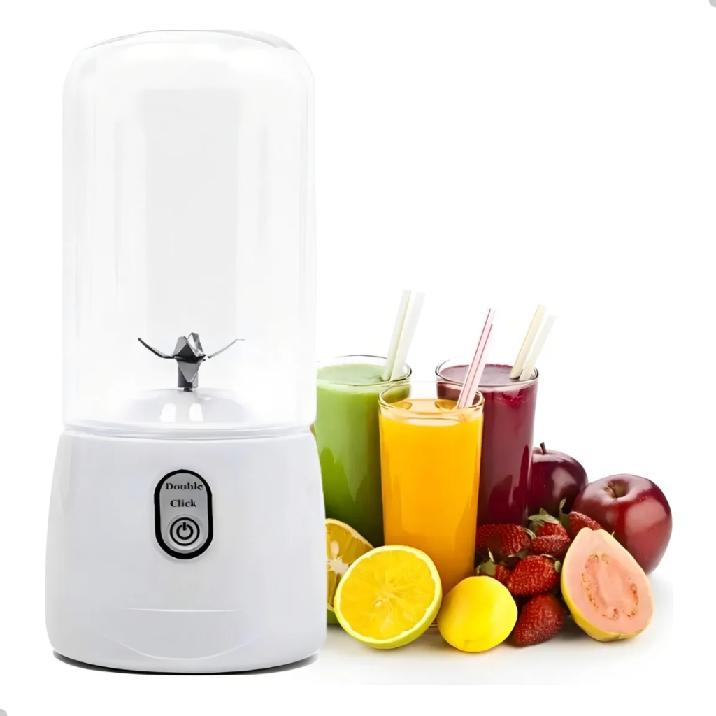 Liquidificador Portátil Recarregável USB 400ml Mixer 6 Lâminas Sucos Shakes 19x8cm