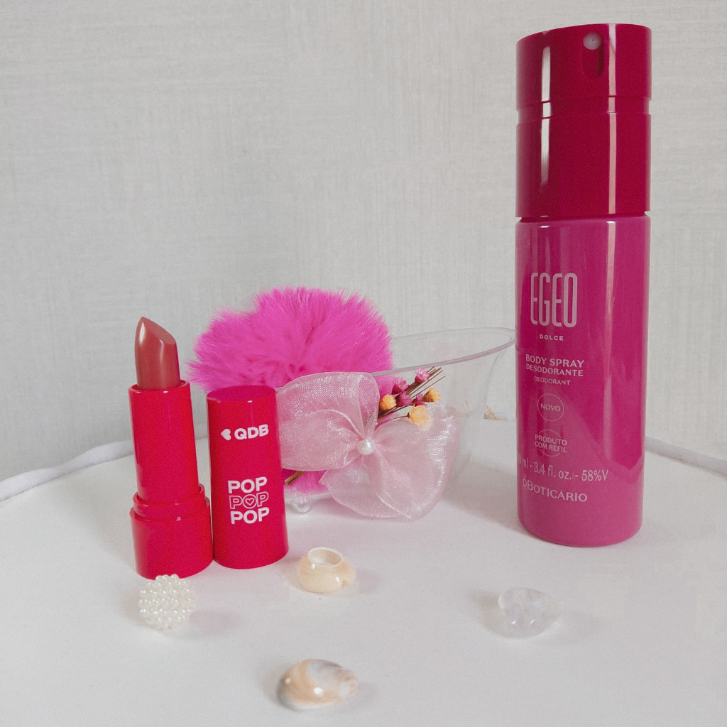 Kit Presente Feminino Egeo Dolce + Batom Quem Disse Berenice + Chaveiro Pink + Banheira Decorativa