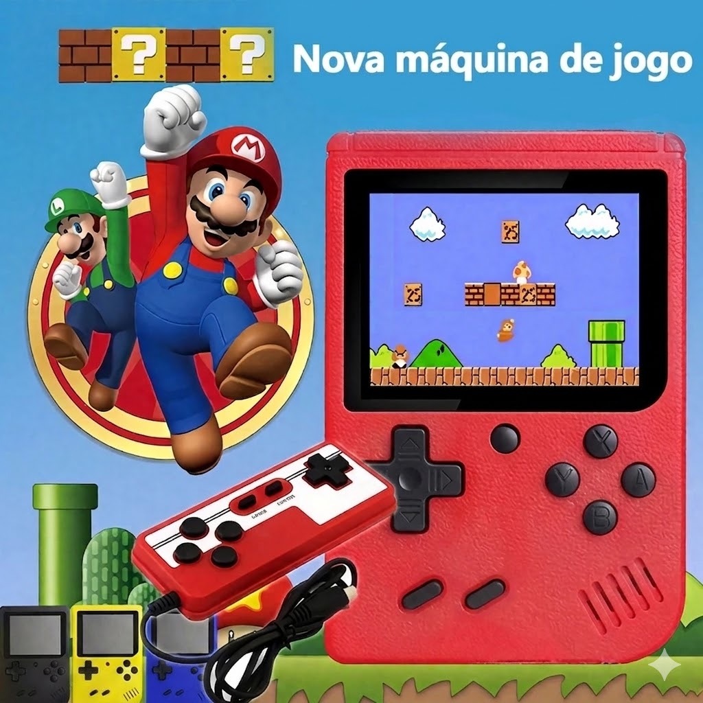 Mini Video Game Box 400 Jogos Em 1 Portátil Clássicos Anos 80 Com Controle e Cabo AV para TV Minimen